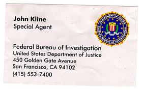 FBI Agent Kline's Business Card